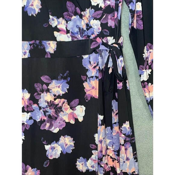 Jennifer Lopez Womens Maxi Dress Size XL Stretch Floral Faux  Wrap Boho Fall - Picture 3 of 12